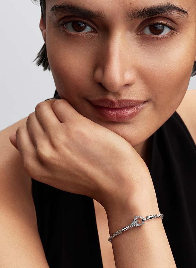 PANDORA Pavé Clasp Foxtail Chain Charm Bracelet - Image 3